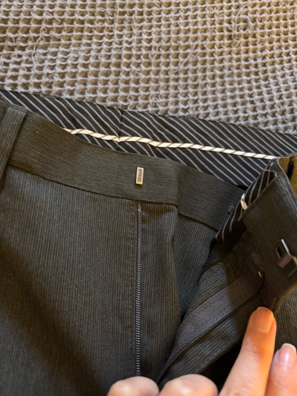 Express Men's Gray Dress Pants - Slim Tailored - Picture 2 of 3